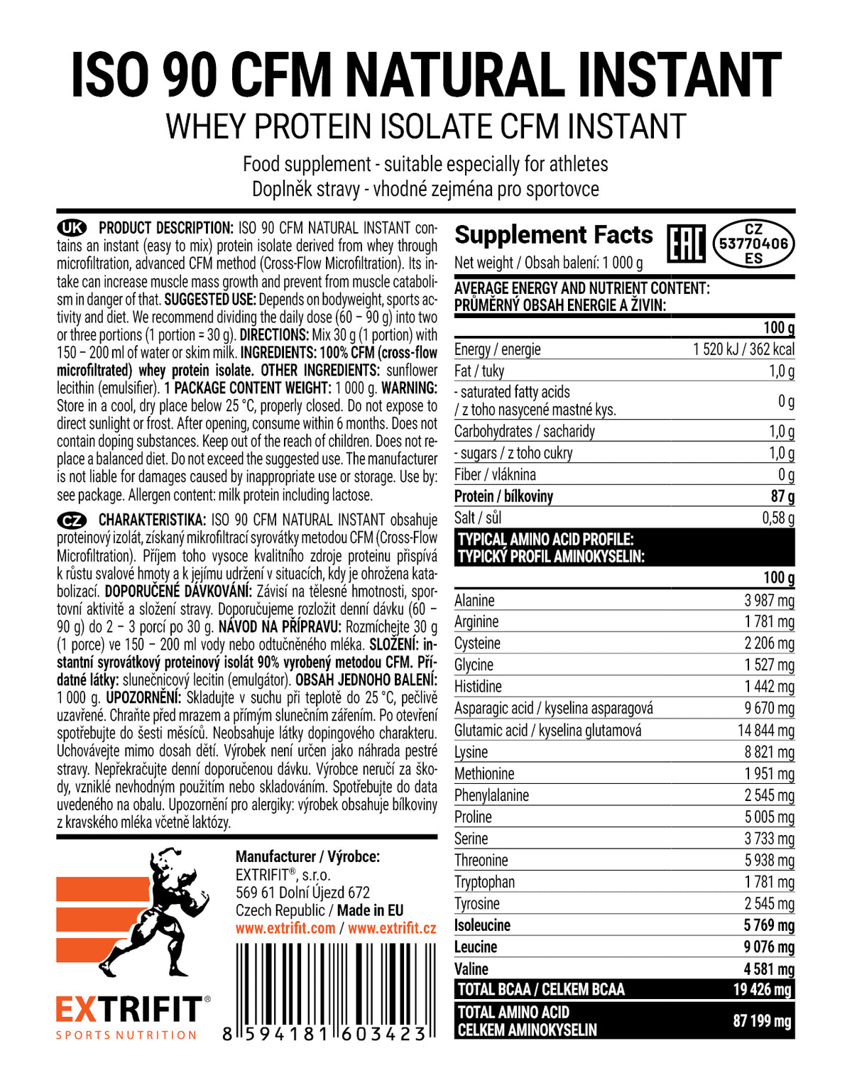 Extrifit ISO 90 Natural 1000 g