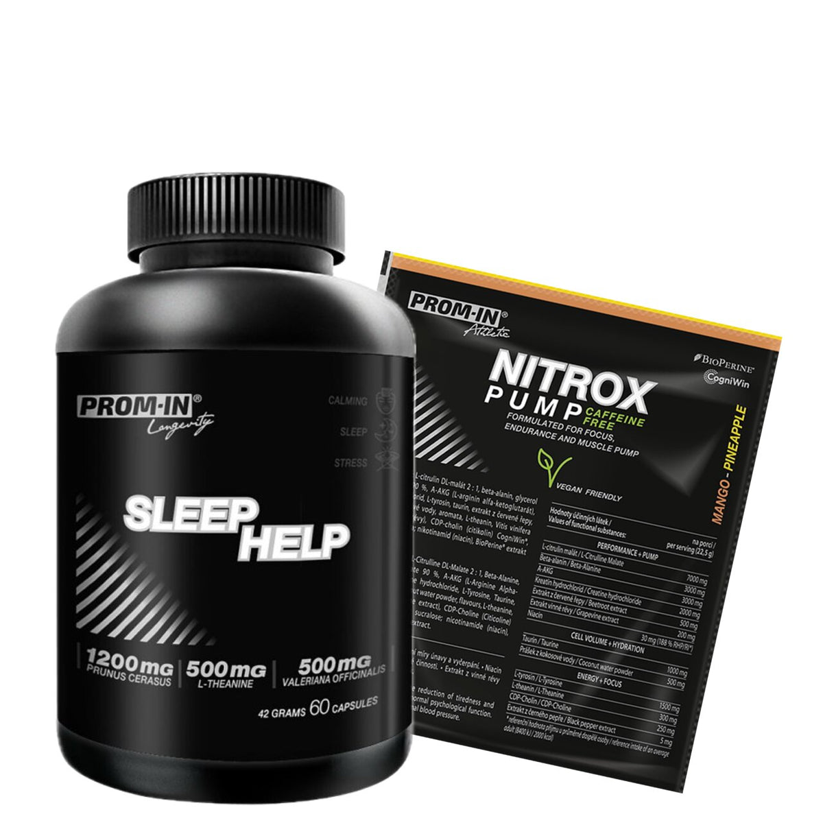 AKCE Prom-In Sleep Help 60 cps + ZDARMA Nitrox Pump Caffeine Free 22,5 g
