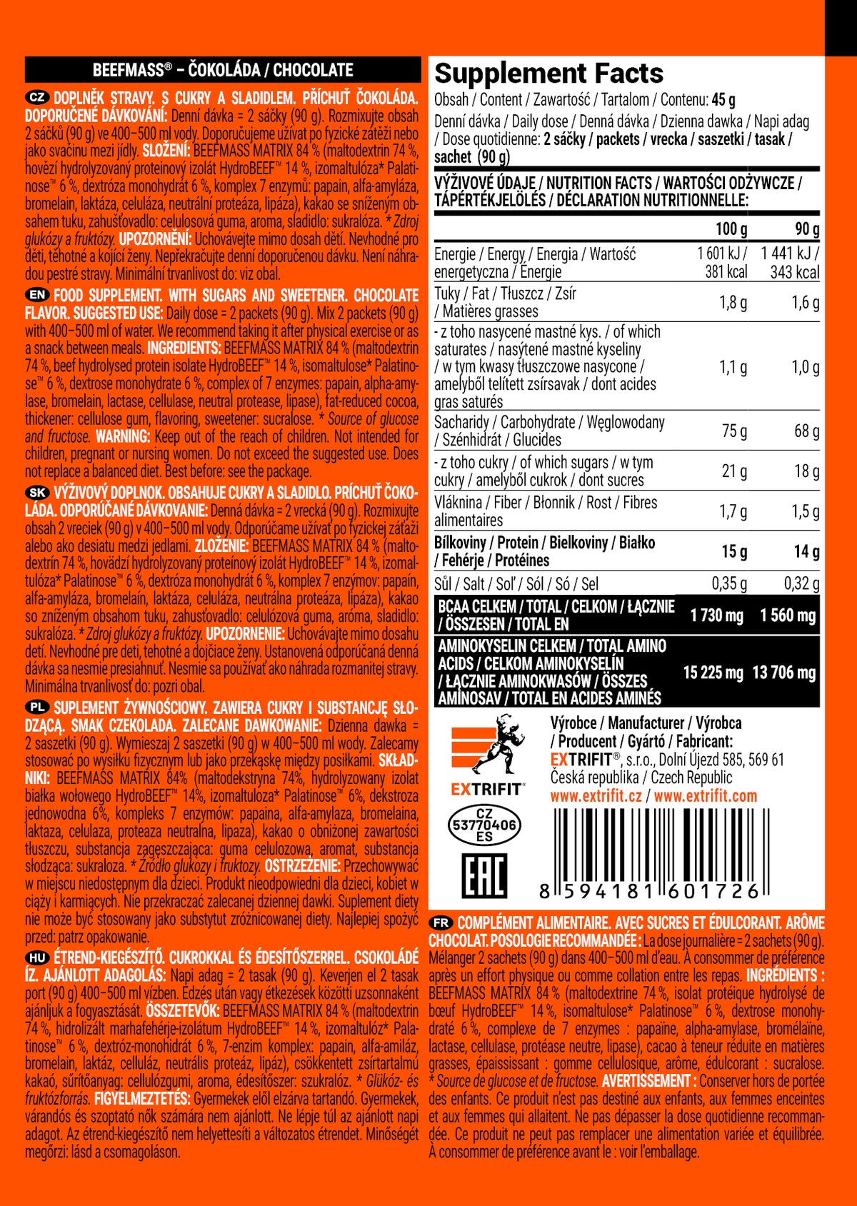 Extrifit BeefMass 45 g chocolate