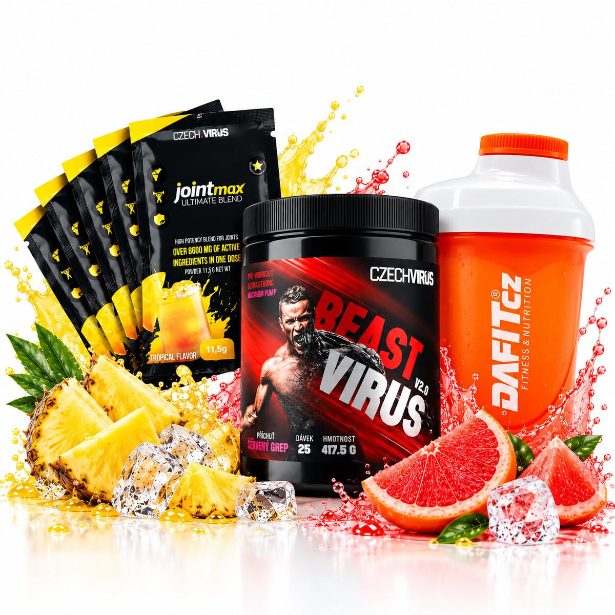AKCE Czech Virus Beast Virus V2.0 417,5 g + Šejkr Dafit 300 ml + ZDARMA 5x vzorek