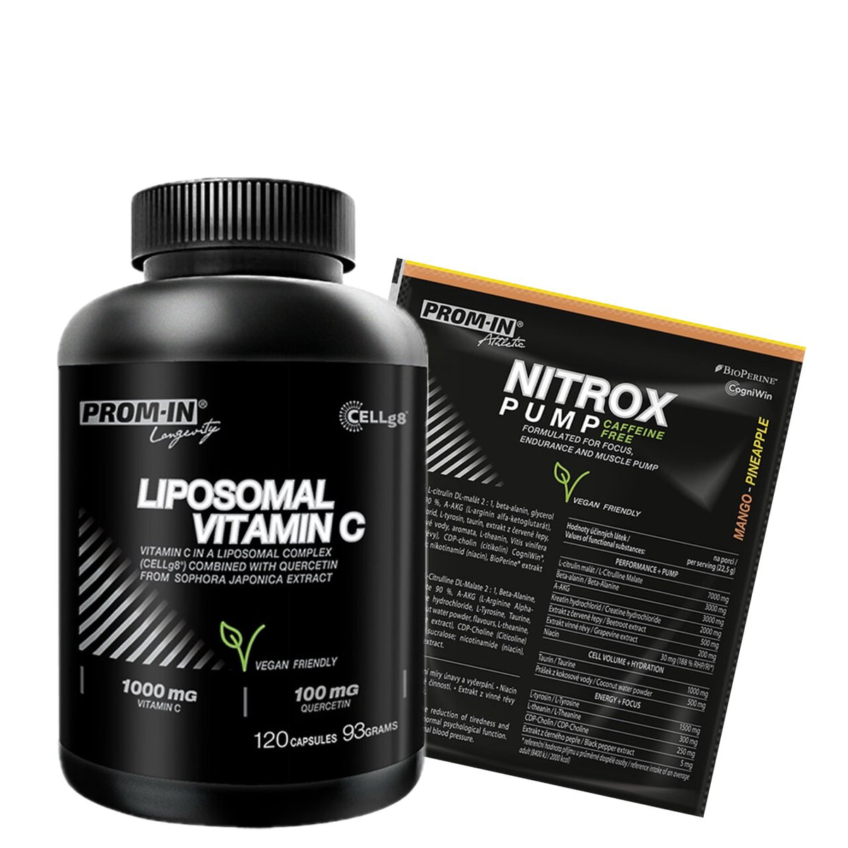 AKCE Prom-In Liposomal Vitamin C 120 cps + ZDARMA Nitrox Pump Caffeine Free 22,5 g