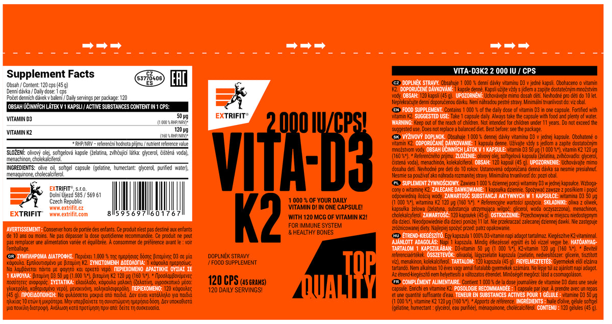 Extrifit Vita-D3K2 2000 IU/CPS 120 cps