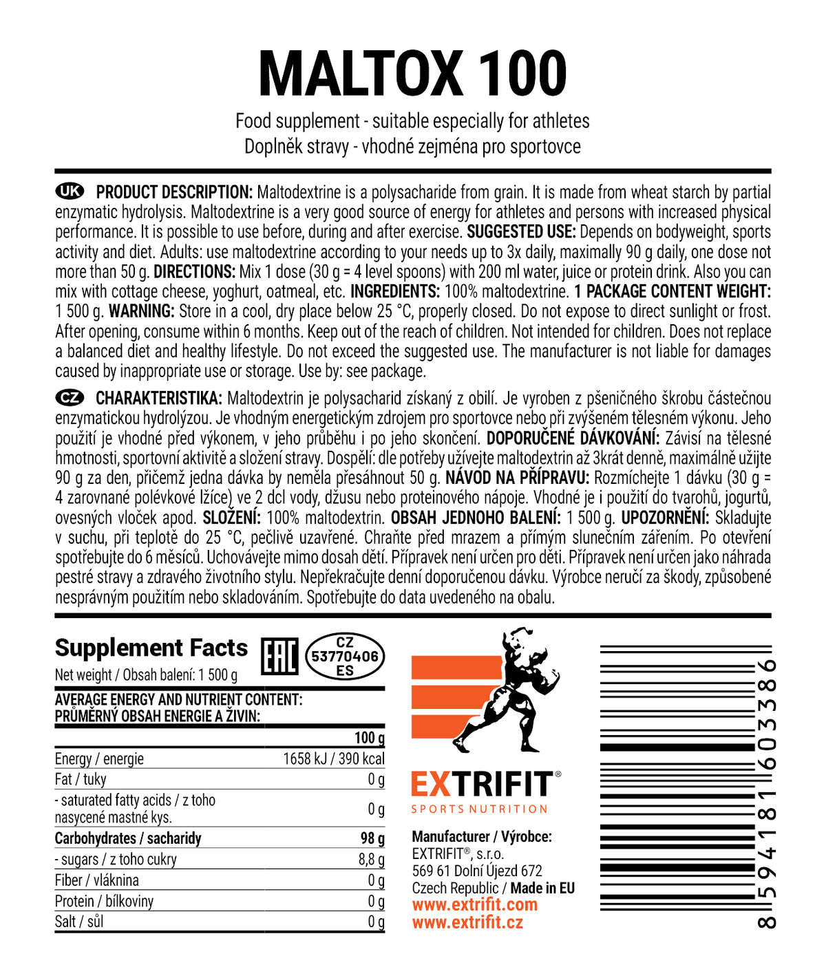 Extrifit Maltox 100 1500 g