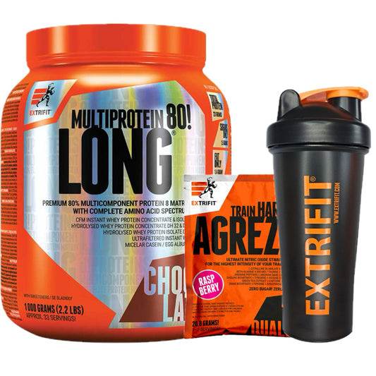 AKCE Extrifit Long 80 Multiprotein 1000 g + ZDARMA Šejkr 600 ml + Agrezz 20,8 g